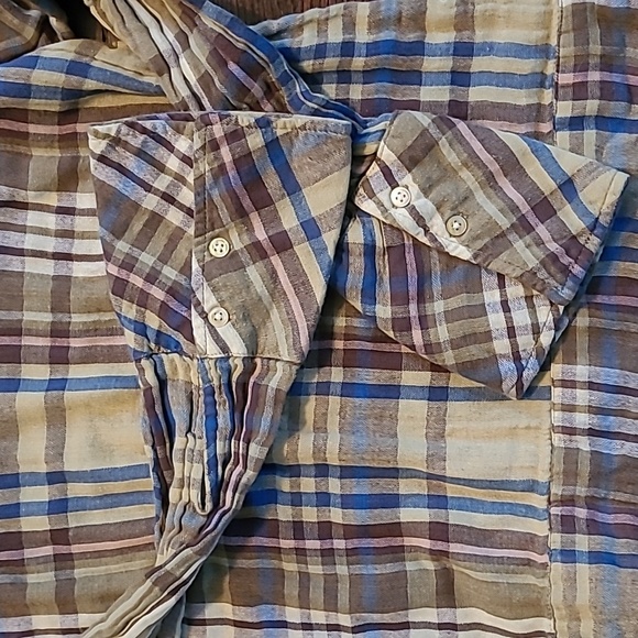 Sundance Willow Plaid Cotton V-neck Tie Knot Waist Popover Blouse Top Wmns XL - Picture 12 of 12